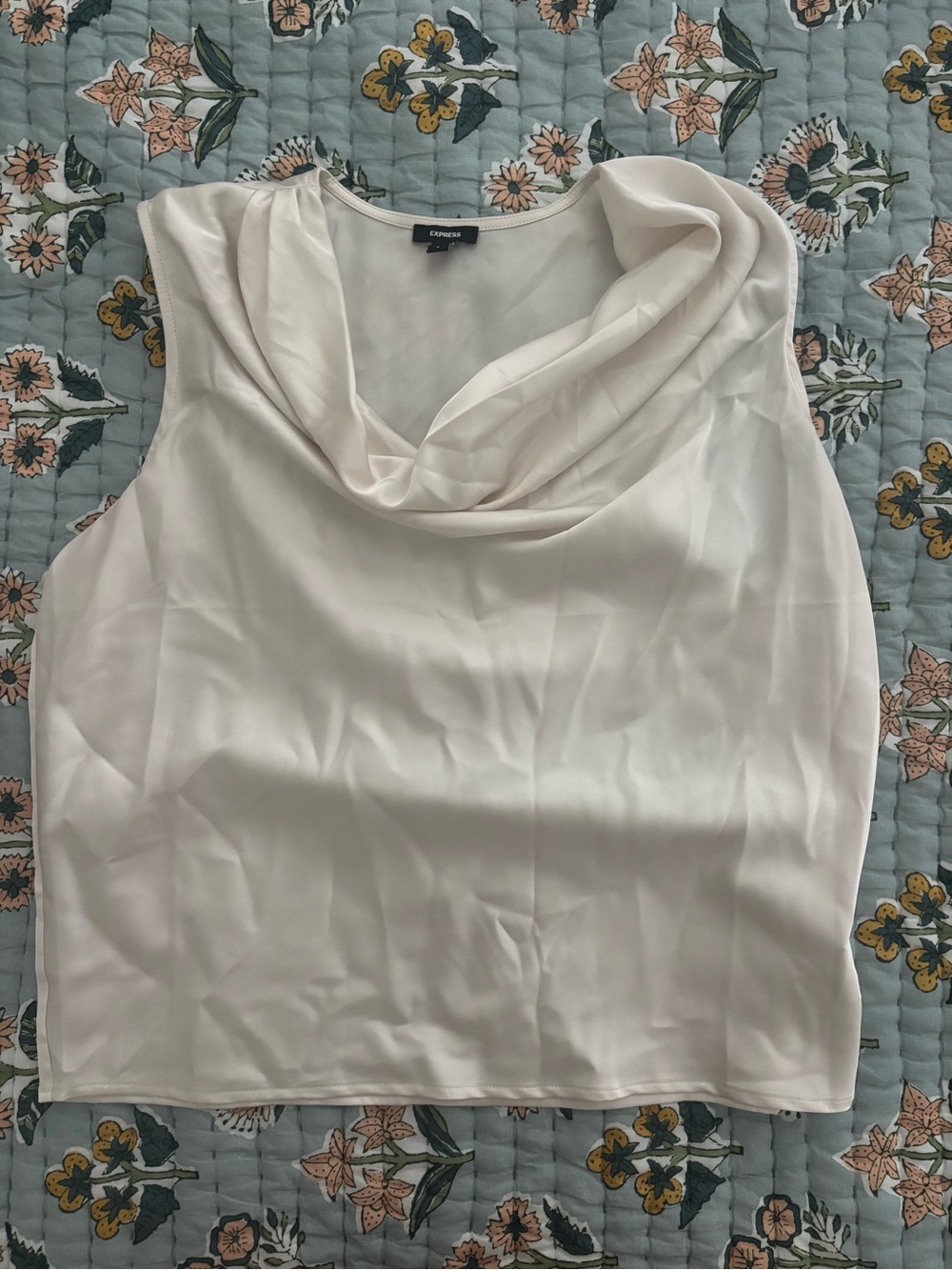 Express Cream Sleeveless Cowl Neck Camisole